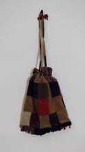 Load image into Gallery viewer, 70s drawstring suede patch purse Boho Hippie Bag