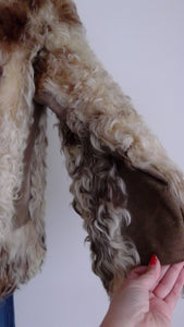 Vintage 60s 70s Mongolian Lamb Shaggy shearling Real Fur and Leather Coat so Penny lane groupie