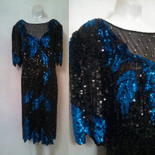 Load image into Gallery viewer, Vintage Lillie Rubin Rhinestone Sequin and Beaded silk Cocktail Dress