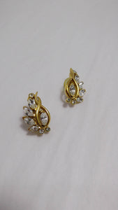 Vintage Trifari rhinestone earrings / vintage pierced earrings / GlitterNGoldVintage