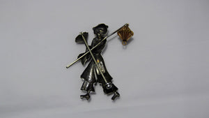 Lang Sterling Silver Geisha Brooch / lang Sterling Company / vintage 50s figural pin