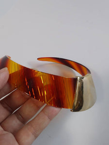 Vintage 70s lucite Cuff Bracelet collar choker necklace / Decadent disco glam glamour / new old stock / statement necklace / 70s disco party