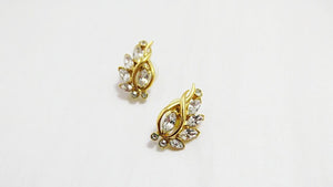 Vintage Trifari rhinestone earrings / vintage pierced earrings / GlitterNGoldVintage