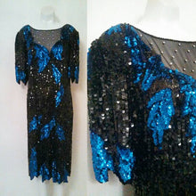 Load image into Gallery viewer, Vintage Lillie Rubin Rhinestone Sequin and Beaded silk Cocktail Dress