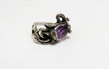 Load image into Gallery viewer, Vintage Amethyst Sterling Artist Tree Branch Ring / Sterling Silver Ring / Hand Crafted Ring / GlitterNGoldVintage