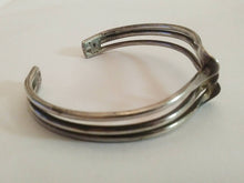 Load image into Gallery viewer, Vintage Sterling Silver modernist bracelet / 3 tiered spine wave bracelet GlitterNGoldVintage