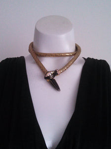 Vintage Snake Necklace / vintage Snake Belt / 70s Disco belt / Mesh Enamel and Rhinestone  / KJL inspired