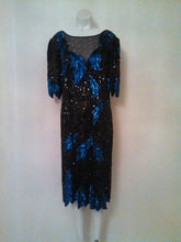 Load image into Gallery viewer, Vintage Lillie Rubin Rhinestone Sequin and Beaded silk Cocktail Dress