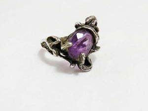 Vintage Amethyst Sterling Artist Tree Branch Ring / Sterling Silver Ring / Hand Crafted Ring / GlitterNGoldVintage