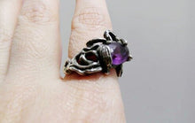 Load image into Gallery viewer, Vintage Amethyst Sterling Artist Tree Branch Ring / Sterling Silver Ring / Hand Crafted Ring / GlitterNGoldVintage