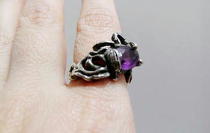 Vintage Amethyst Sterling Artist Tree Branch Ring / Sterling Silver Ring / Hand Crafted Ring / GlitterNGoldVintage