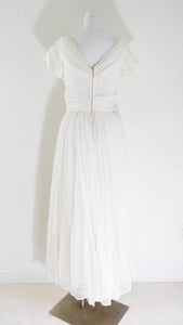 Vintage empire waist dress / vintage 50s Chiffon Dress / 50s white dress / Wedding gown / 50s Wedding Dress / 50s Formal Gown / 50s Prom