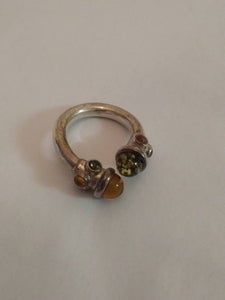 Vintage Baltic amber Sterling Silver ring by designer Valiero V8 poland