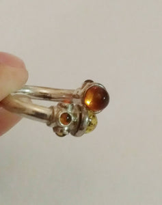 Vintage Baltic amber Sterling Silver ring by designer Valiero V8 poland