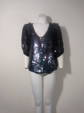 Load image into Gallery viewer, 70s Oleg Cassini Bead &amp; Sequin Silk Blouse