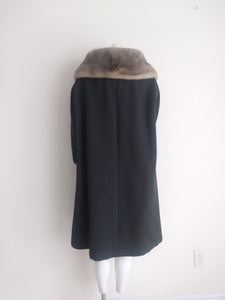 Vintage 50s Silver Mink Fur collar swing coat