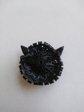 Load image into Gallery viewer, Vintage Rhinestone Kitty Brooch / Cat Pin / 50s Figural Animal Brooch / Black cat / Halloween cat / glitterngoldvintage