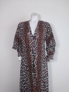 Vintage Vanity Fair Dressing Gown Robe / Vanity Fair night gown cover up / Nylon Gown / vintage leopard dress