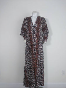 Vintage Vanity Fair Dressing Gown Robe / Vanity Fair night gown cover up / Nylon Gown / vintage leopard dress