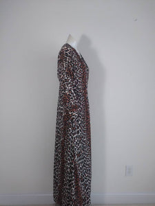 Vintage Vanity Fair Dressing Gown Robe / Vanity Fair night gown cover up / Nylon Gown / vintage leopard dress