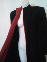 Load image into Gallery viewer, 40s Mangone New York wool coat / Navy color with Red details and open front coat