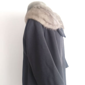 Vintage 50s Silver Mink Fur collar swing coat