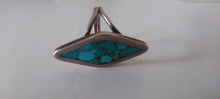 Load image into Gallery viewer, Vintage sterling silver and turquoise boho 70s ring - Signed marked Artist JR