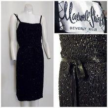 Load image into Gallery viewer, vintage 50s Designer Maxwell Shieff Heavily Beaded Dress / 50s Cocktail Party Dress