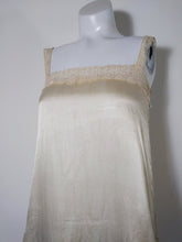 Load image into Gallery viewer, 1920s 20s silk slip dress with sheer floral chantililly lace tired pannels