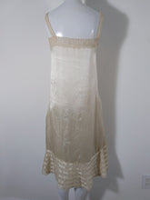 Load image into Gallery viewer, 1920s 20s silk slip dress with sheer floral chantililly lace tired pannels