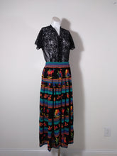 Load image into Gallery viewer, 80s Mexican print India Rayon Maxi Skirt 40s 50s inspired