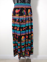 Load image into Gallery viewer, 80s Mexican print India Rayon Maxi Skirt 40s 50s inspired