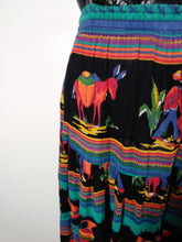 Load image into Gallery viewer, 80s Mexican print India Rayon Maxi Skirt 40s 50s inspired