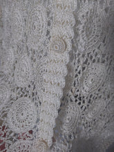 Load image into Gallery viewer, 70s Crochet knit Sheer mesh lace cardigan / Folk lace Bohemian Revival hippie boho