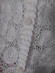 70s Crochet knit Sheer mesh lace cardigan / Folk lace Bohemian Revival hippie boho