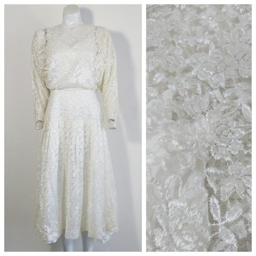 80s Picani lace dress / Gunne Sax Victorian inspired era dress / winter wedding white / embroidered lace party prom / glitterngoldvintage