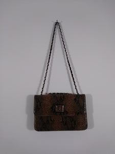 80s ANNE KLEIN purse / Anne Klein Lion Logo / snake skin look purse / cross body chain link strap / vintage 90s purse 90s purse