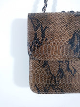 Load image into Gallery viewer, 80s ANNE KLEIN purse / Anne Klein Lion Logo / snake skin look purse / cross body chain link strap / vintage 90s purse 90s purse