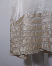 Load image into Gallery viewer, 1920s 20s silk slip dress with sheer floral chantililly lace tired pannels