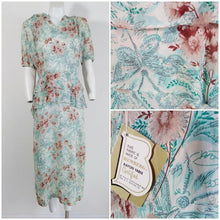 Load image into Gallery viewer, SOLD Vintage 40s rayon dress / 40s butterfly and floral print dress / 40s novelty print dress / 40s Rayon Dress / NOS / Glitterngoldvintage