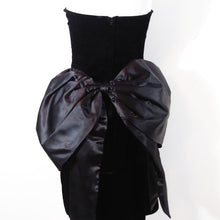 Load image into Gallery viewer, 80s velvet peplum big bow party dress