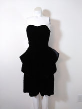 Load image into Gallery viewer, 80s velvet peplum big bow party dress