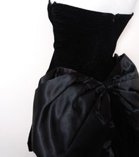 Load image into Gallery viewer, 80s velvet peplum big bow party dress