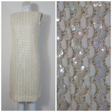 Load image into Gallery viewer, 60s Carol Craig Party Dress / vintage 60s sequin dress / vintage 60s iridescent sequin cocktail dress / vintage wedding party dress