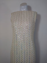 Load image into Gallery viewer, 60s Carol Craig Party Dress / vintage 60s sequin dress / vintage 60s iridescent sequin cocktail dress / vintage wedding party dress