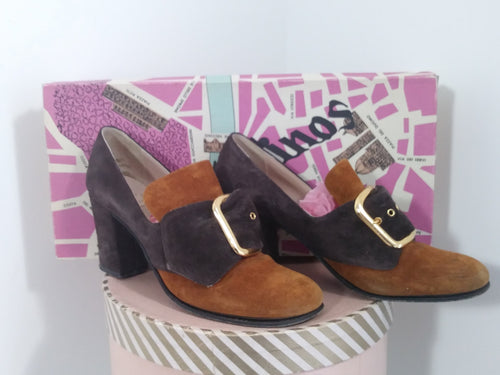 60s 70s Bandolinos suede buckle Mod shoes made in Italy