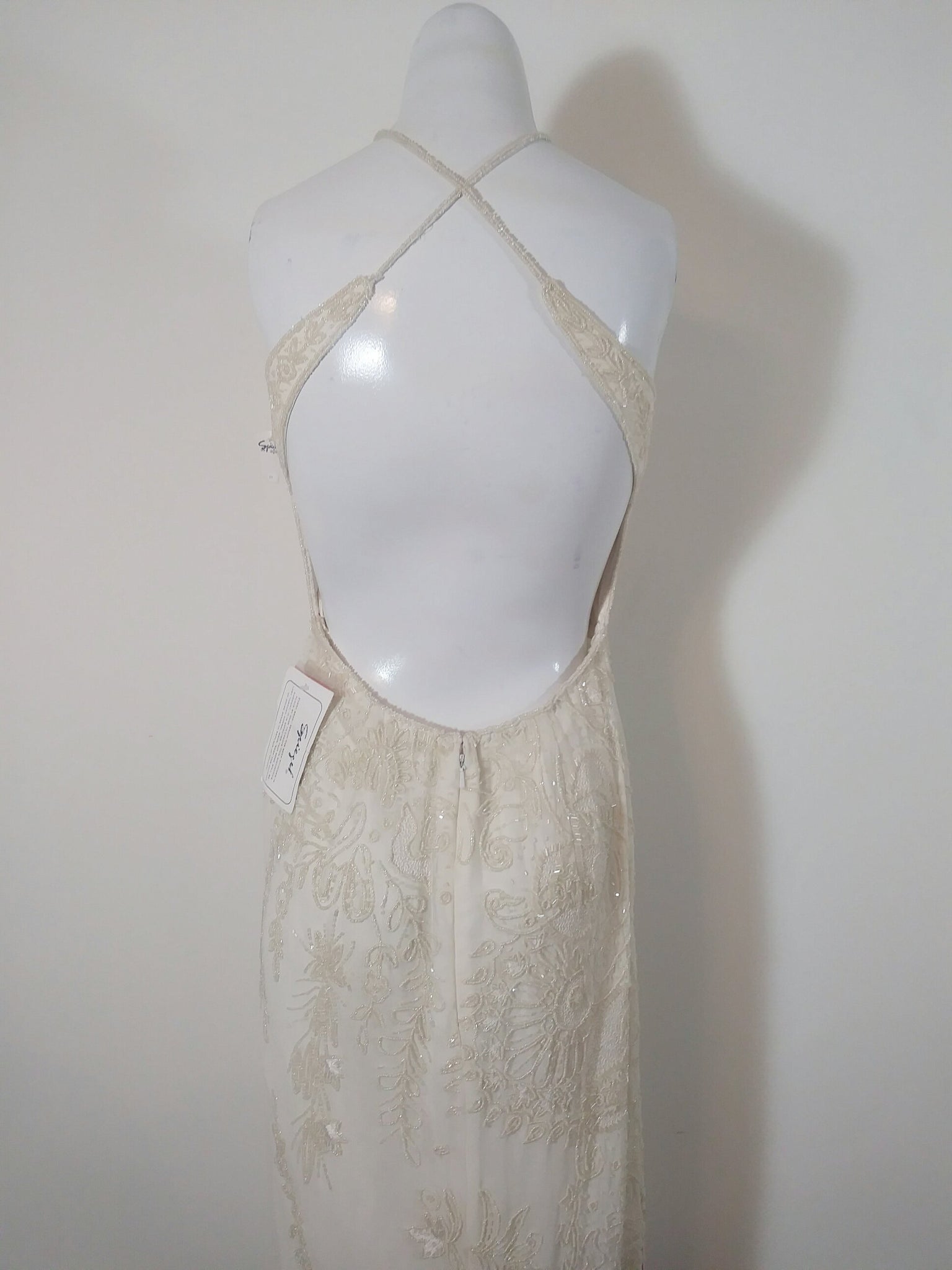 Vintage 90s prom dress / 90s beaded dress / 90s backless dress / Vinta Glitterngoldvintage Vintage 90s prom dress / 90s beaded dress / 90s backless dress / Vinta Glitterngoldvintage