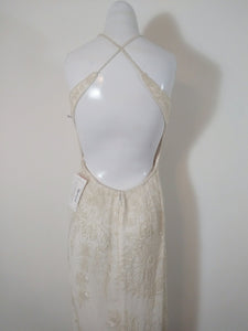 Vintage 90s prom dress / 90s beaded dress / 90s backless dress  / Vintage Bridal Dress / vintage bridesmaid Dress / beaded wedding dress
