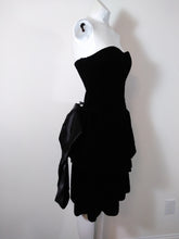 Load image into Gallery viewer, 80s velvet peplum big bow party dress