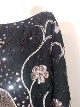 Load image into Gallery viewer, Vintage Sequin Blouse / 80s silk pearl Bead Blouse / Vintage Sequin Top / GlitterNGoldVintage